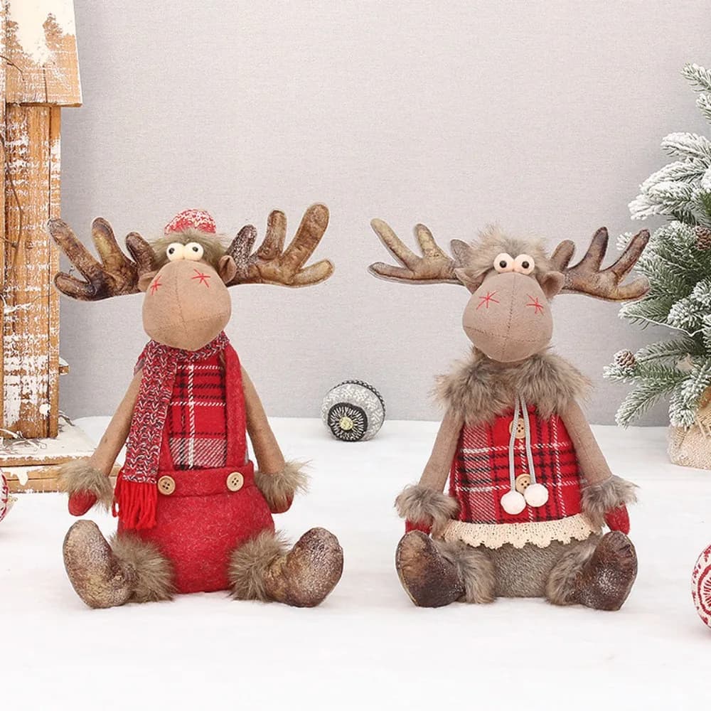 Funny Festival Christmas Elk Telescopic Doll Soft Knitting Christmas Doll Cute Cartoon Merry Christmas Decoration Xmas Decor