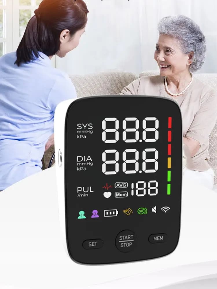 Kingclinic LED Backlit Screen Automatic Upper Arm BP Monitor Electronic Blood Pressure Machine 2X120 Groups Adjustable BP Cuff