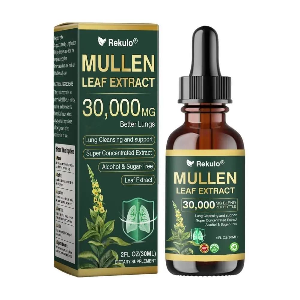 Rekulo Mullen Leaf Extract Drops Super Concentrated Lung Cleansing Support Supplement Alcohol & Sugar-Free Dietary Supplement