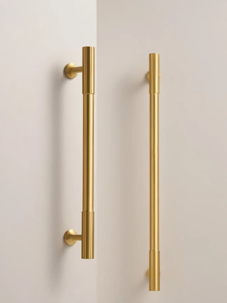 Nurlin Solid Brass Art Deco Vertical Lines Linear Kitchen Cabinet Knobs T Bars Bedroom Wardrobes Long Pull Drawer Handle