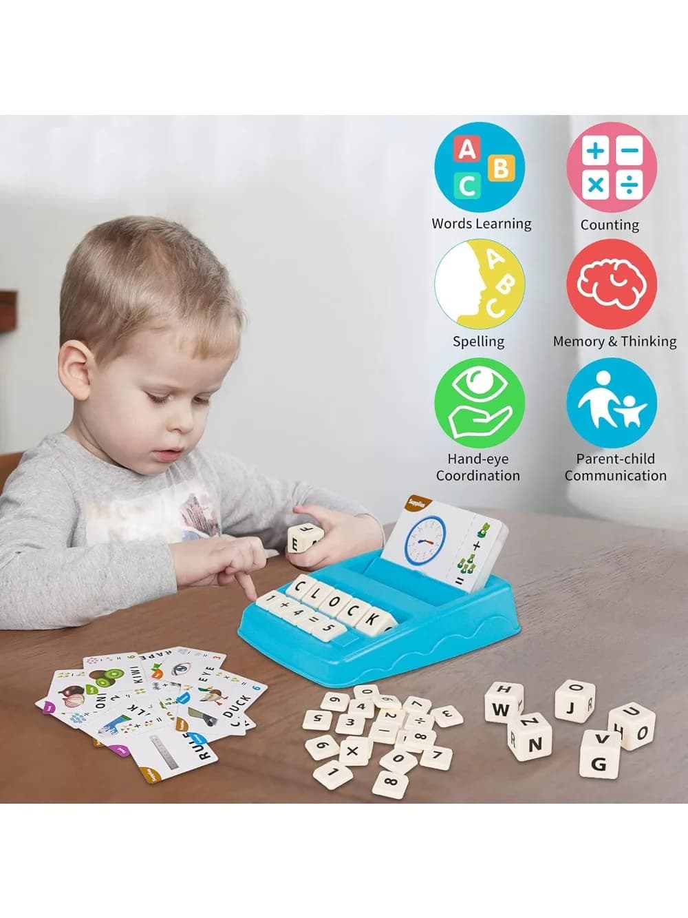 Educational Toys Learning Games for Kids 2 in 1 Matching Letter Spelling Number Cognition Early Math Game for Boys Girls Gifts