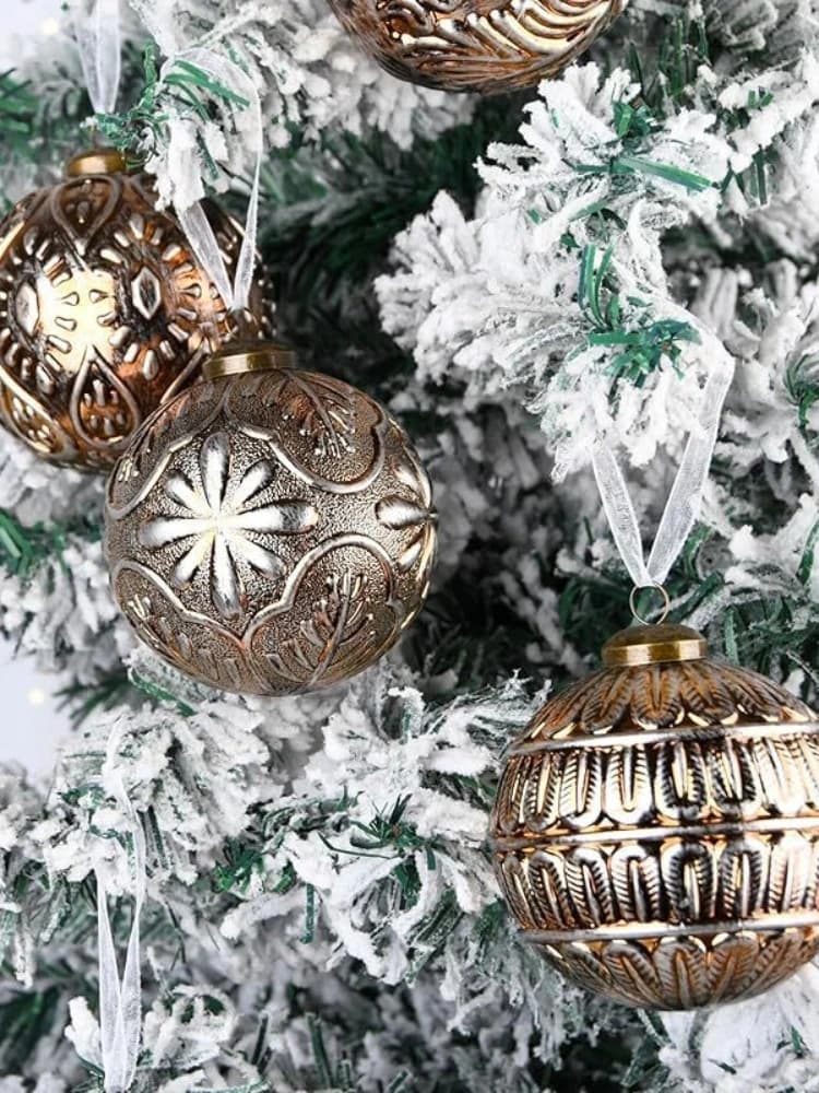Retro Lines Christmas Balls 8CM-12PCS Indoor Xmas Decorative Hanging Ornaments Party Christmas Spheres Pendant