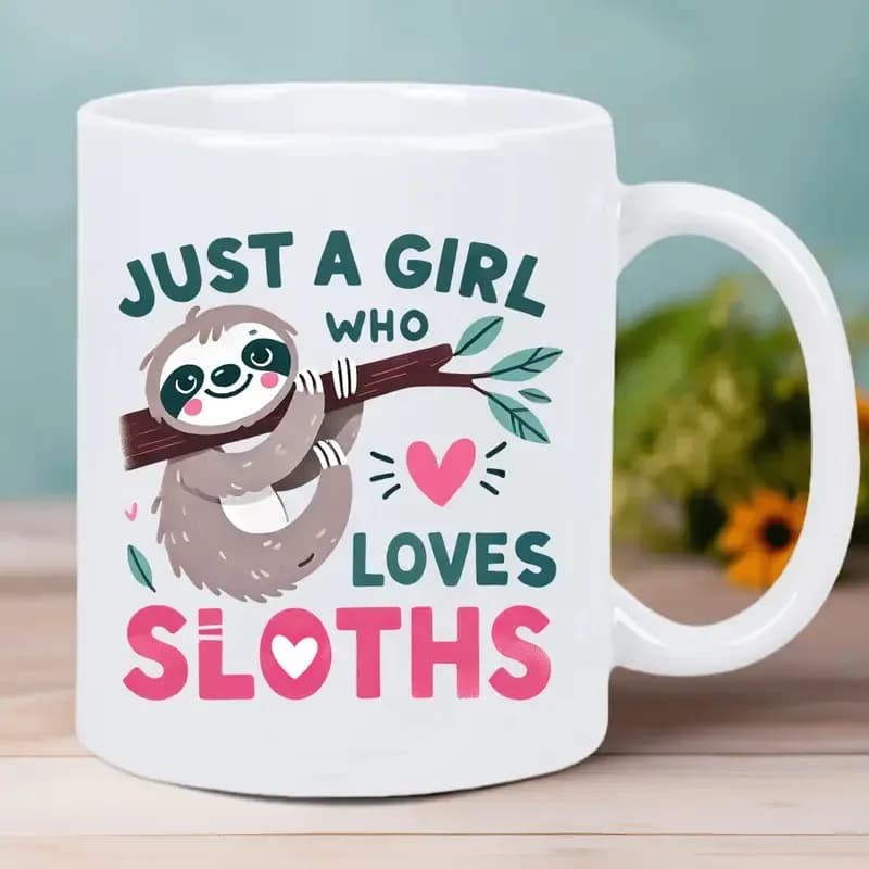 Just a Girl Who Loves Sloths Design Ceramic Mug, Perfect Gift for Animal Lovers and Coffee Enthusiasts, Unique Collection