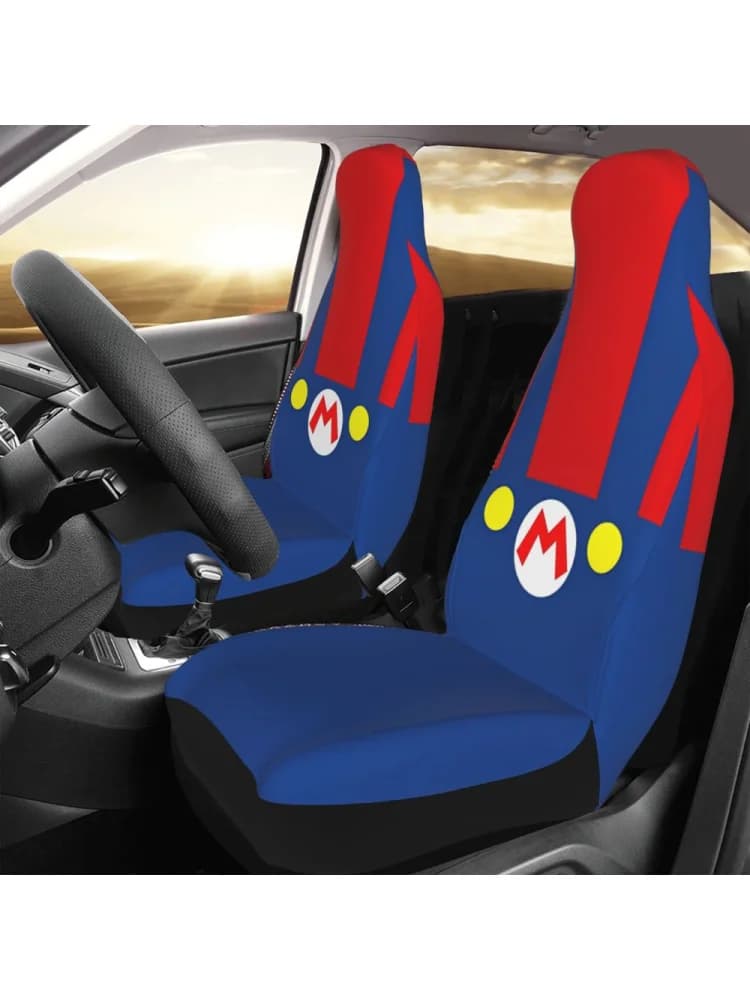 Marios M Logo Universal Car Seat Cover Four Seasons Women Seat Covers Fabric Car Accessories