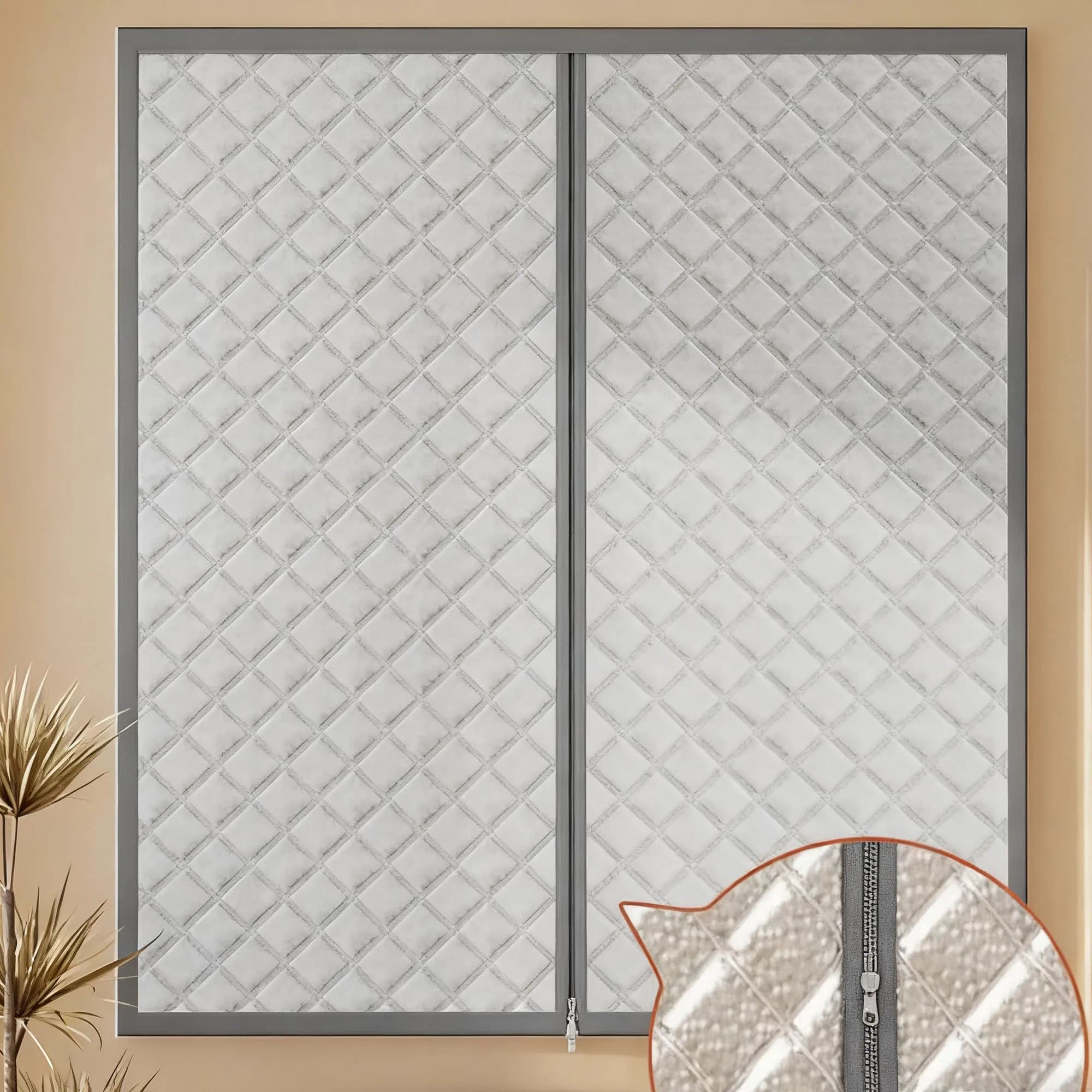 Winter Windproof and Warm Curtains, Window Sealing, Cold Proof and Windproof Cotton Zipper Opening and Closing