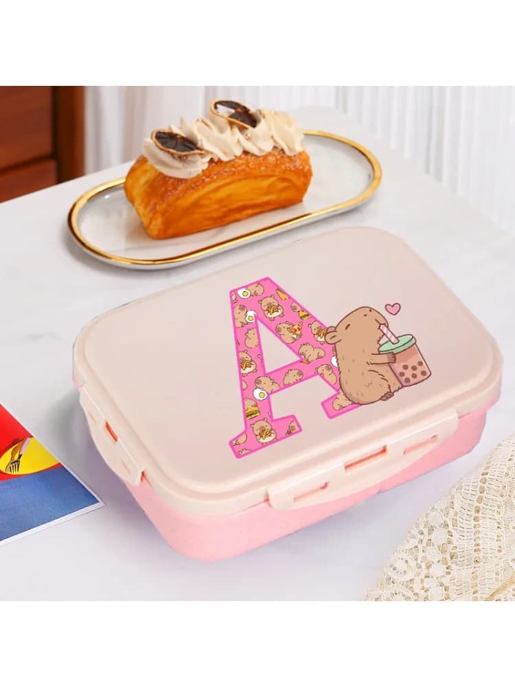 Capybara Cute Lunch Box Girls Capibara Letter A-Z Bento Boxs Kids School Picnic Food Storage Containers Cases Children Gift New