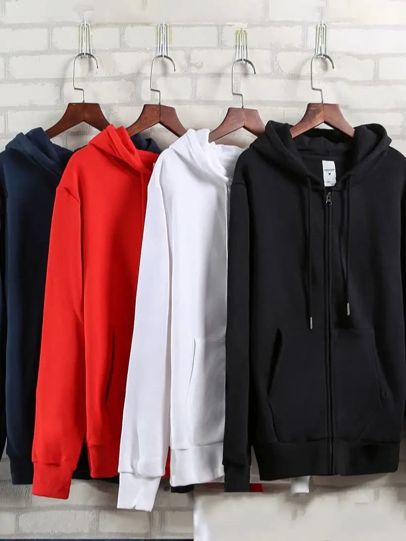 customized LOGO spring and autumn Joker young men's and women's solid  zipper cardigan fleece hoodie jacket women coat