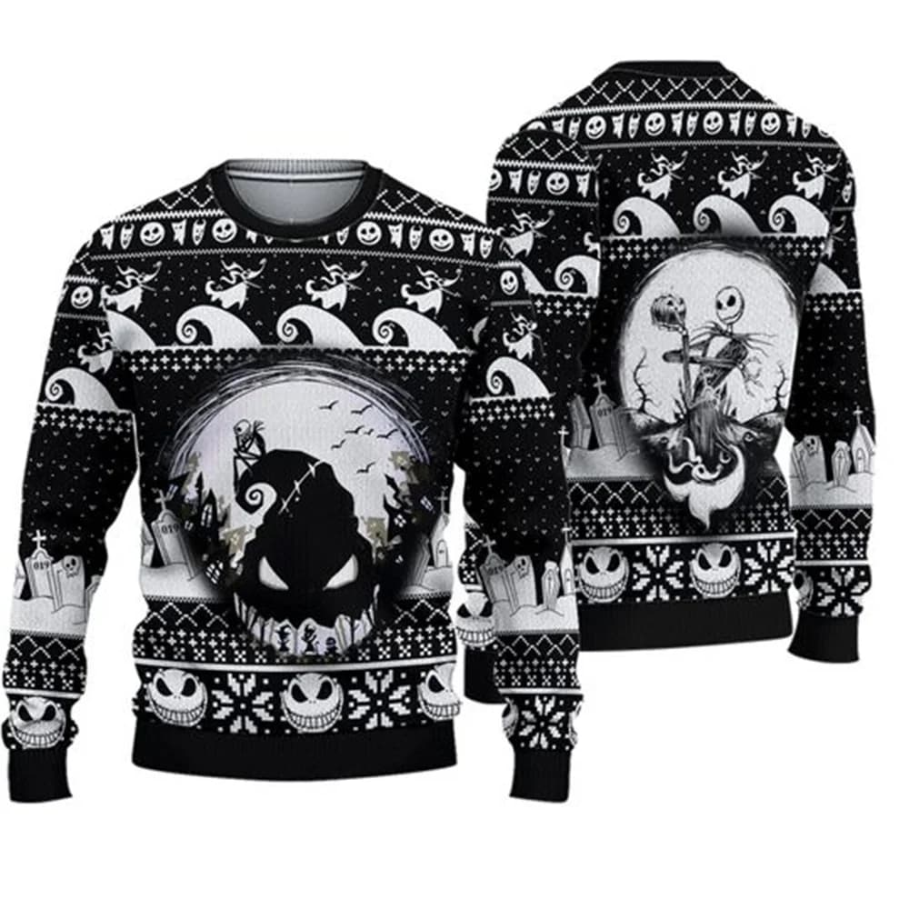 Nightmare Christmas Movie Ugly Christmas Sweater, Jack Skellington and Sally Sweatshirt, Christmas Gift for Men and Women