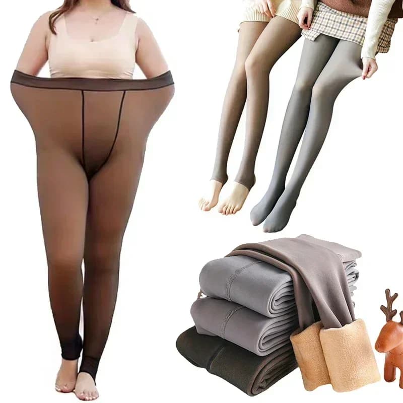 Women's Winter Tights Thermo Pantyhose Insulated Tights Fleece Lined Sock Pants Thermal Stockings Warm Legging Plus Size XL