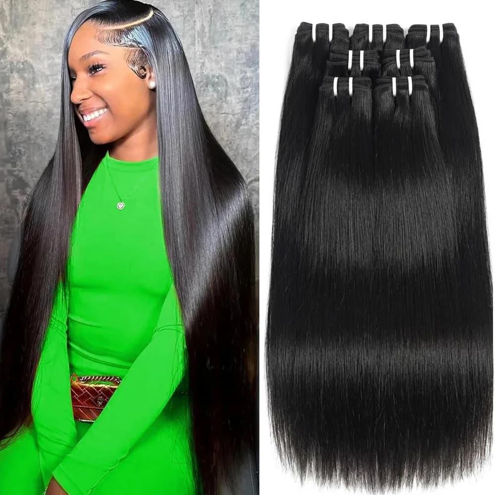 16A Grade Double Weft Vietnamese Human Hair Bundles 30 40 Inch 100% Unprocessed Straight Virgin Human Hair Bundles Natural Black Color Raw Hair