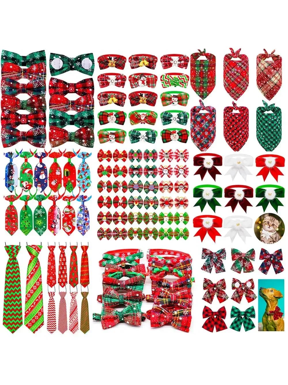 50pcs Wholesale Christmas Small Dog Bowties Dog Cat Collalrs Christmas Grooming Dog Neckties Bandana Small Large Dog Supplies