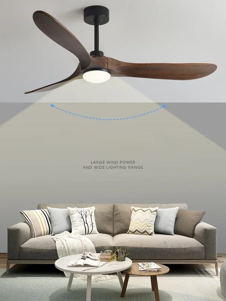 52/60/70 Inch Ceiling Fan Industrial Vintage 3 Wooden Ventilator No Light Remote Control Decorative Blower Wood Retro Large Fans