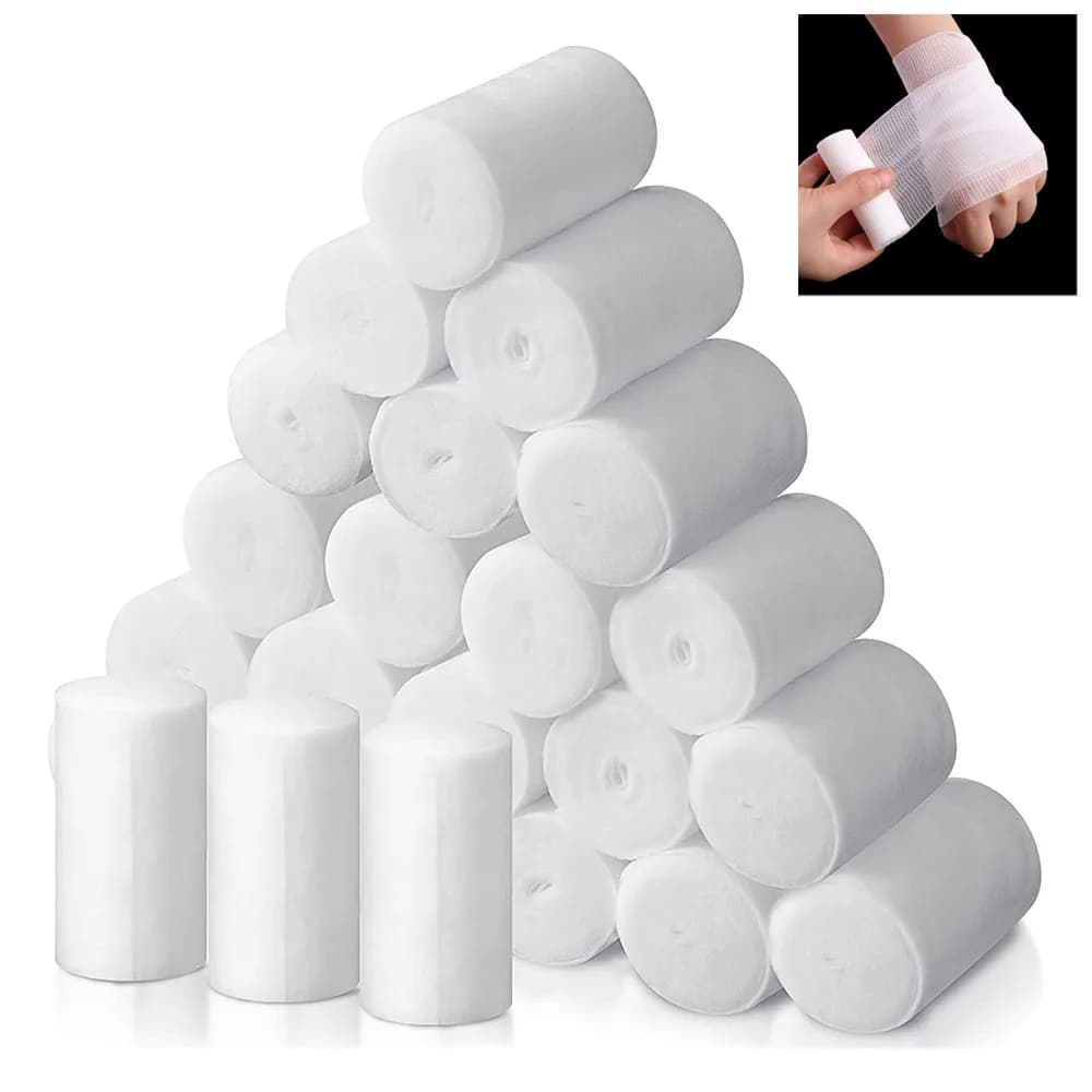 1/5/10 Rolls Absorbent Gauze Cotton Bandage Roll Wound Hemostasis Wrapping Dressing Fixation First Aid Bandage Roll