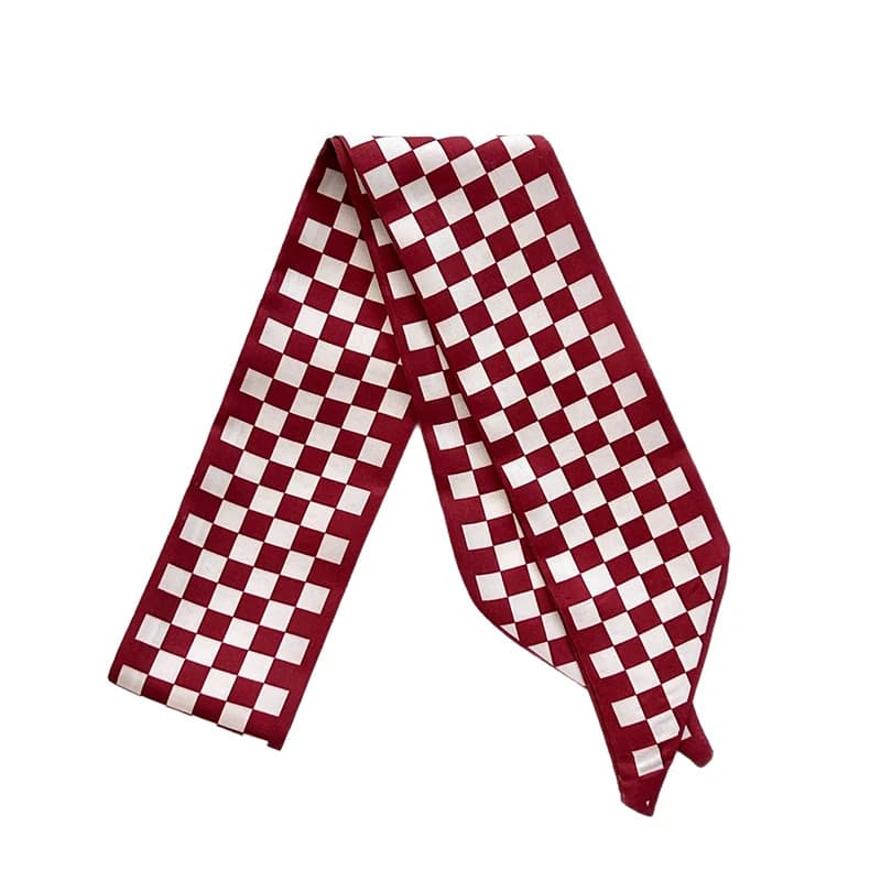 2025 New Luxury Brand Scarf Red Stripe Printing Women Scarf Bag Hair Skinny Silk Scarves Lady Foulard Neckerchief Headband