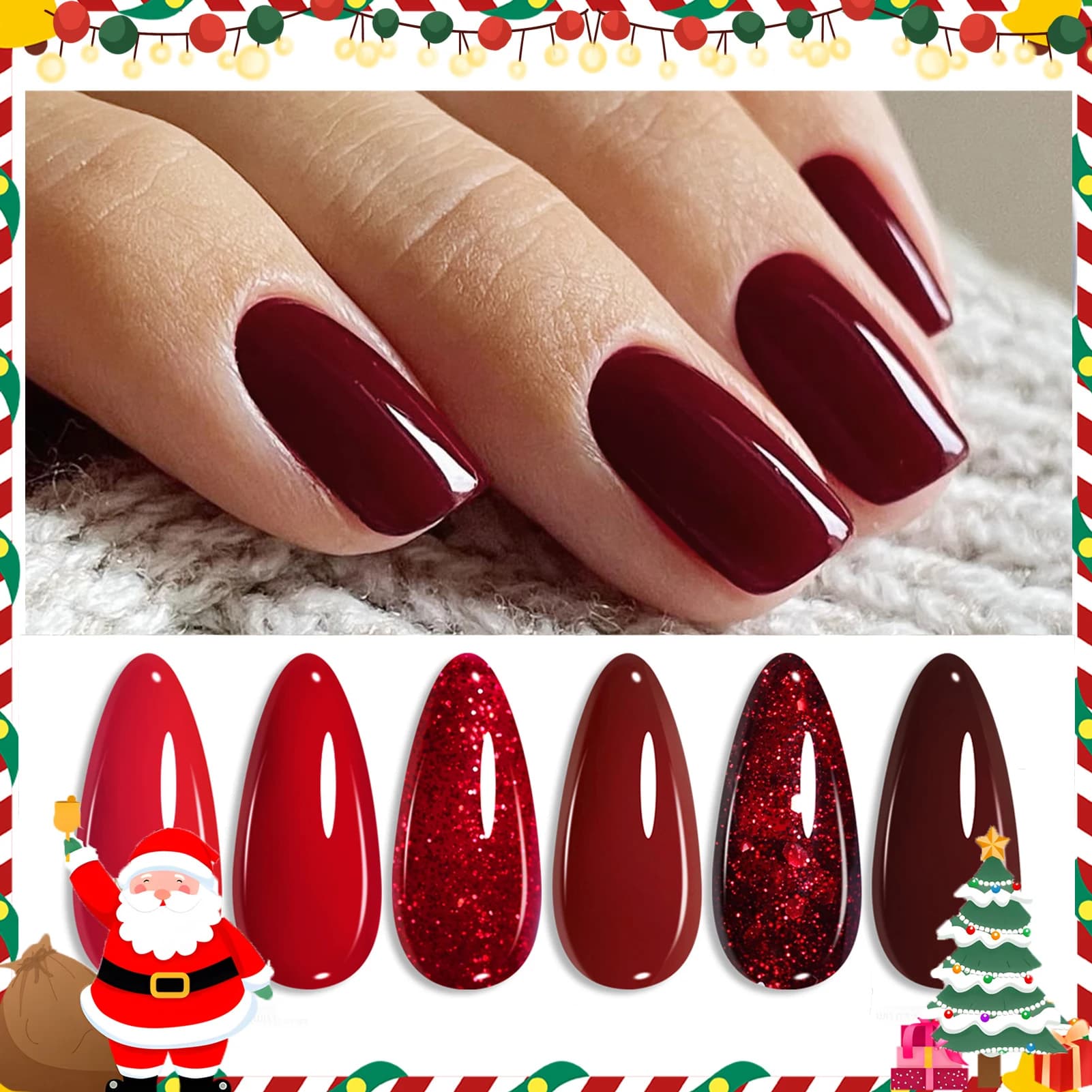 BORN PRETTY Red Glitter Gel Nail Polish Christmas Color Semi Permanent Soak Off UV LED Varnish Manicure Design Nails Supplies