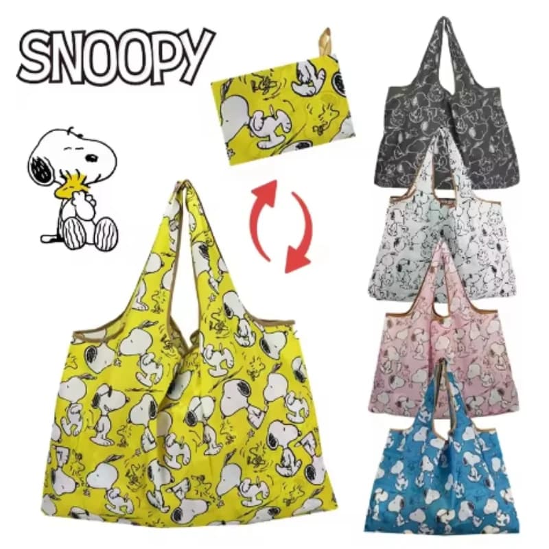 Kawaii Cartoon Snoopy Environmentally Friendly Bag Cute Waterproof Hand Shopping Bag Folding Portable One-shoulder Cloth Bag