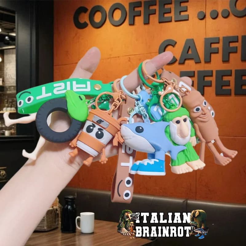 Italian Brainrot Animals Keychains for Accessories Funny Meme cappuccino assassino doll Pendant Keyrings Fans Friends kids Gift