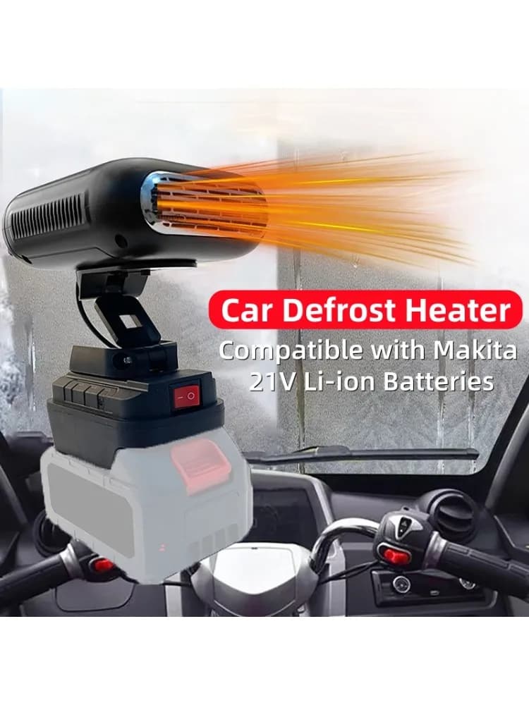Car Defros Heater Cable-free Winter Defroster Dual USB Ports Heating & Fan Compatible with Makita 21V Li-ion Batteries