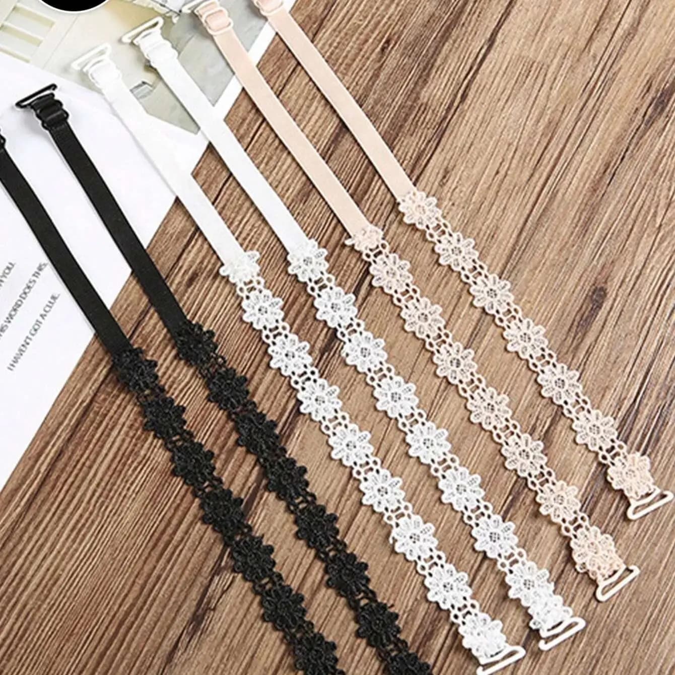 1/3Pairs Lace Flower Decor Bra Straps, Adjustable Versatile Anti-Slip Shoulder Strap For Women's Lingerie And Bra Accessories