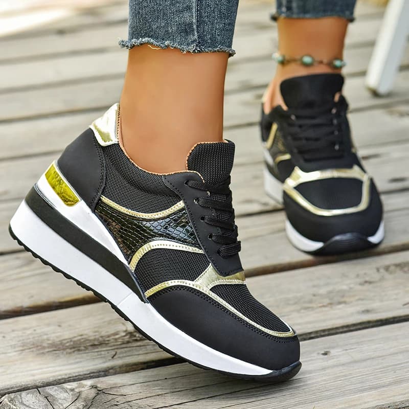 Women's Lightweight Wedge Sneakers Fashion Lace Up Non Slip Running Shoes for Women Casual Comfortable Walking Shoes Plus Size