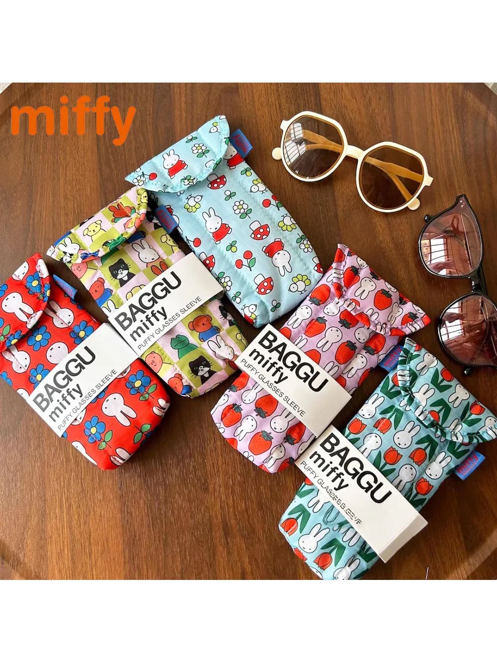 Kawaii Miffy Cute Umbrella Cartoon Rabbit Printing Cotton Clip Thickening Portable Glasses Bag Girl Gift