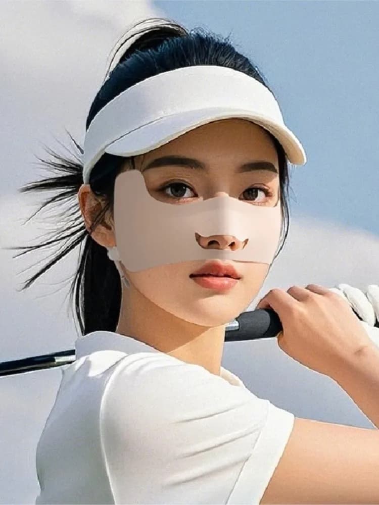 Thin Ice Silk Sunscreen Mask Women Outdoor UV Shade Breathable Golf Mask Half Breathable Hanging Ear Outdoor Summer