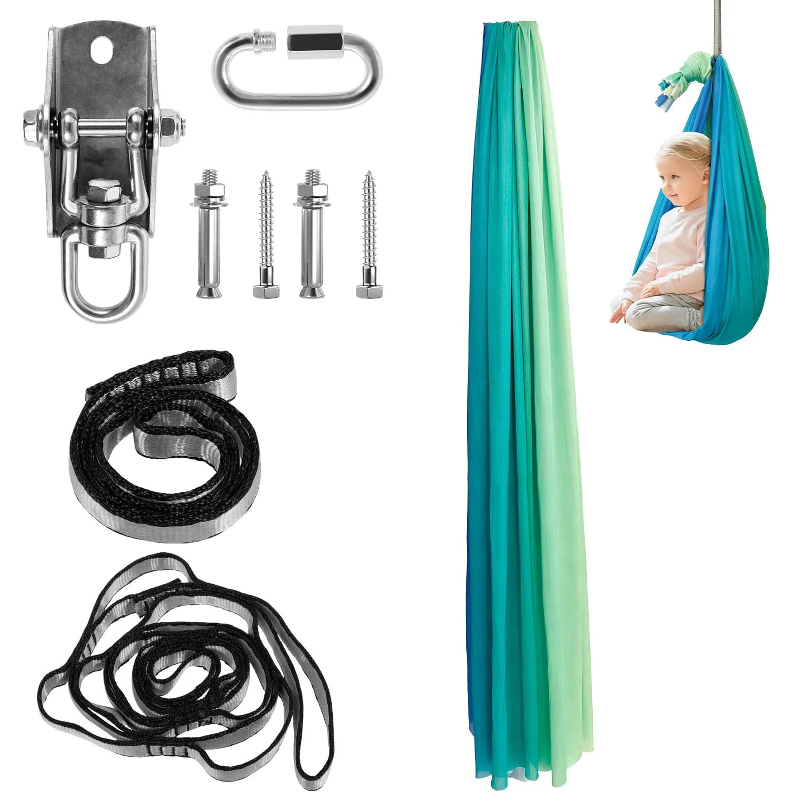 Kids Sensory Swings Double Layer Comfortable Cuddle Swing with 360° Swivel Hanger Holds up to 200 lbs for Adults Indoor Outdoor