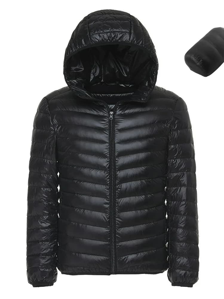 Spring and Autumn Fashion Boutique White Duck Down Solid Color Lightweight Men's Casual Hooded Down Jacket Male Down Jacket