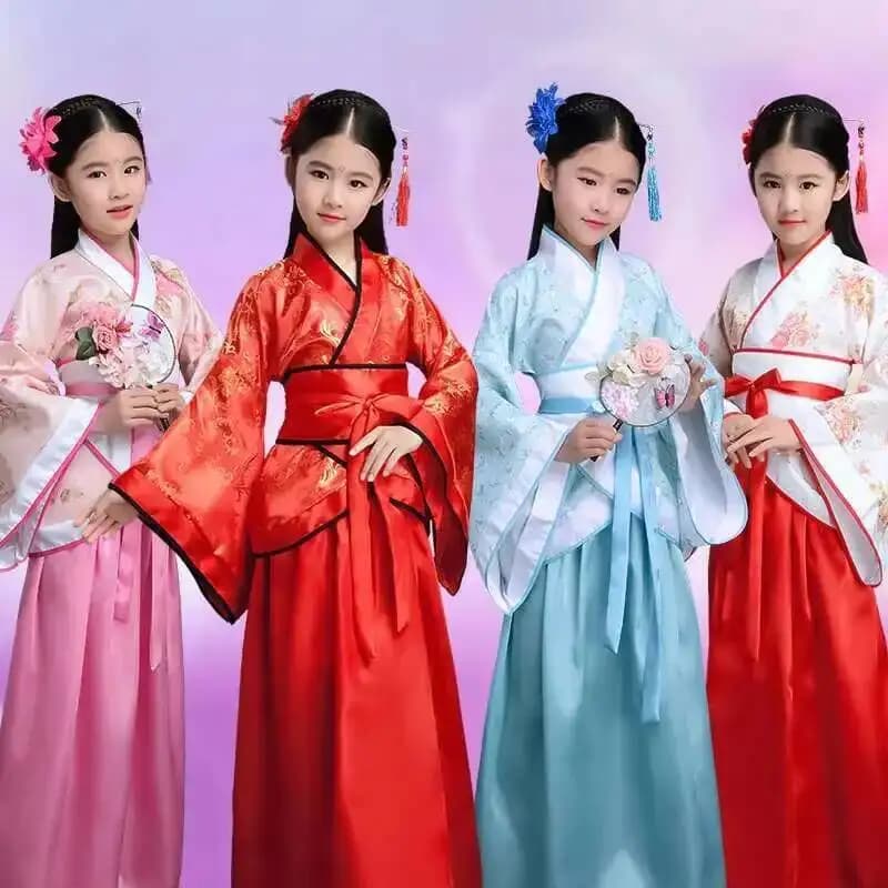 New Year Costume Girls Children Kimono Traditional Vintage Ethnic Fan Students Dance Halloween Japanese Yukata Kimono Style