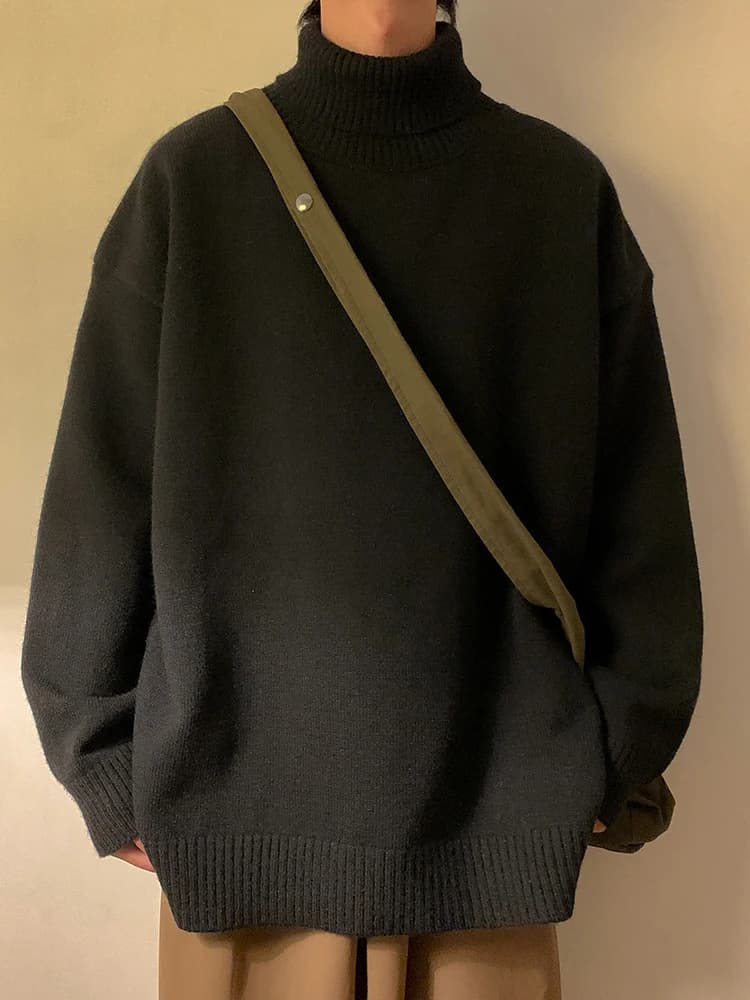 Turtleneck Men's Sweater Autumn 2026 New Knitted High Neck Pullover Streetwear Comfortable Fitness Tops Clothing Knitwear