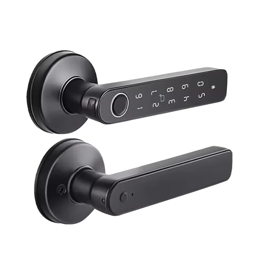 Work with Tuya App Bluetooth Smart Fingerprint Door Lock Password Mechanical Key NFC Unlocking For Wooden Door Handle Lock IP65