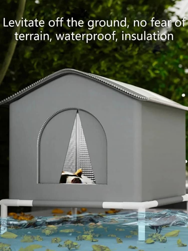 Four Seasons Cat House Outdoor Waterproof Pet Shelter for Cold Weather Stray Cats Dogs Thermal Insulated Windproof Design