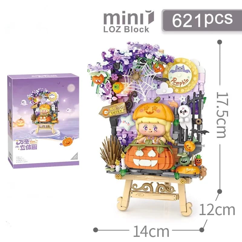 624-765Pcs Happy Halloween Blocks painting Blocks Christmas Gift Drawing Puzzle Holiday Gift Assembled Toy Assembly Model 4115