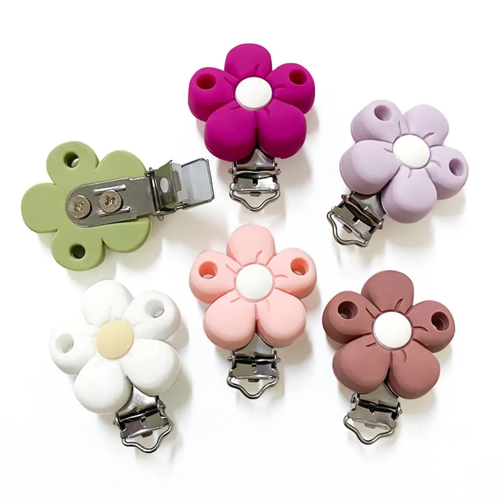 1PC flower silicone pacifier chain clip nipple necklace clip baby toy gift