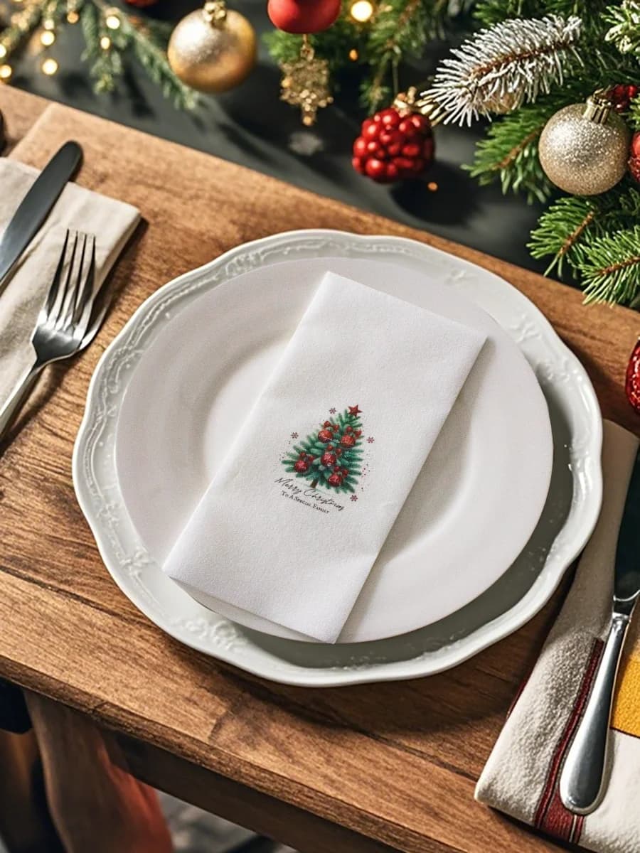 JINYUDOME 25/50Pcs Disposable Linen-Feel Dinner Napkins 11.81*16.92inch, Napkins Print,Prefolded For Home Christmas Party,Bar