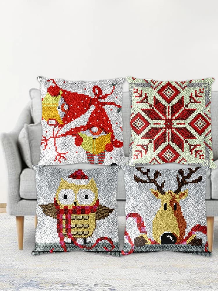 Christmas Series Latch Hook Kits DIY Elk Segment Embroidery Materials Package Handcraft Cross Stitch Latch Hook Accessories 43cm