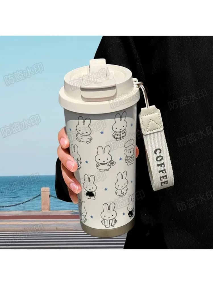 Miffy Kawaii Insulated Coffee Cup 316 Stainless Steel Dual Drink Thermos for Car & Travel Large Capacity 520ml Portable Design