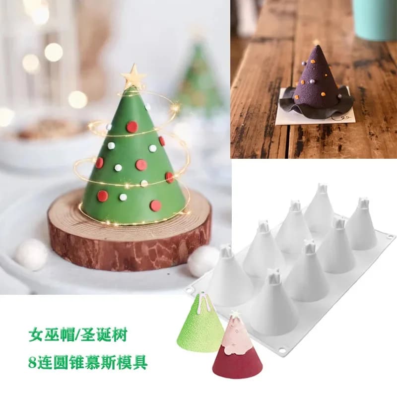 Christmas Theme Nuts Pine Hats Tree Silicone Cake Mold 3D Cupcake Jelly Pudding Cookie Muffin Soap Mould DIY Baking Tool