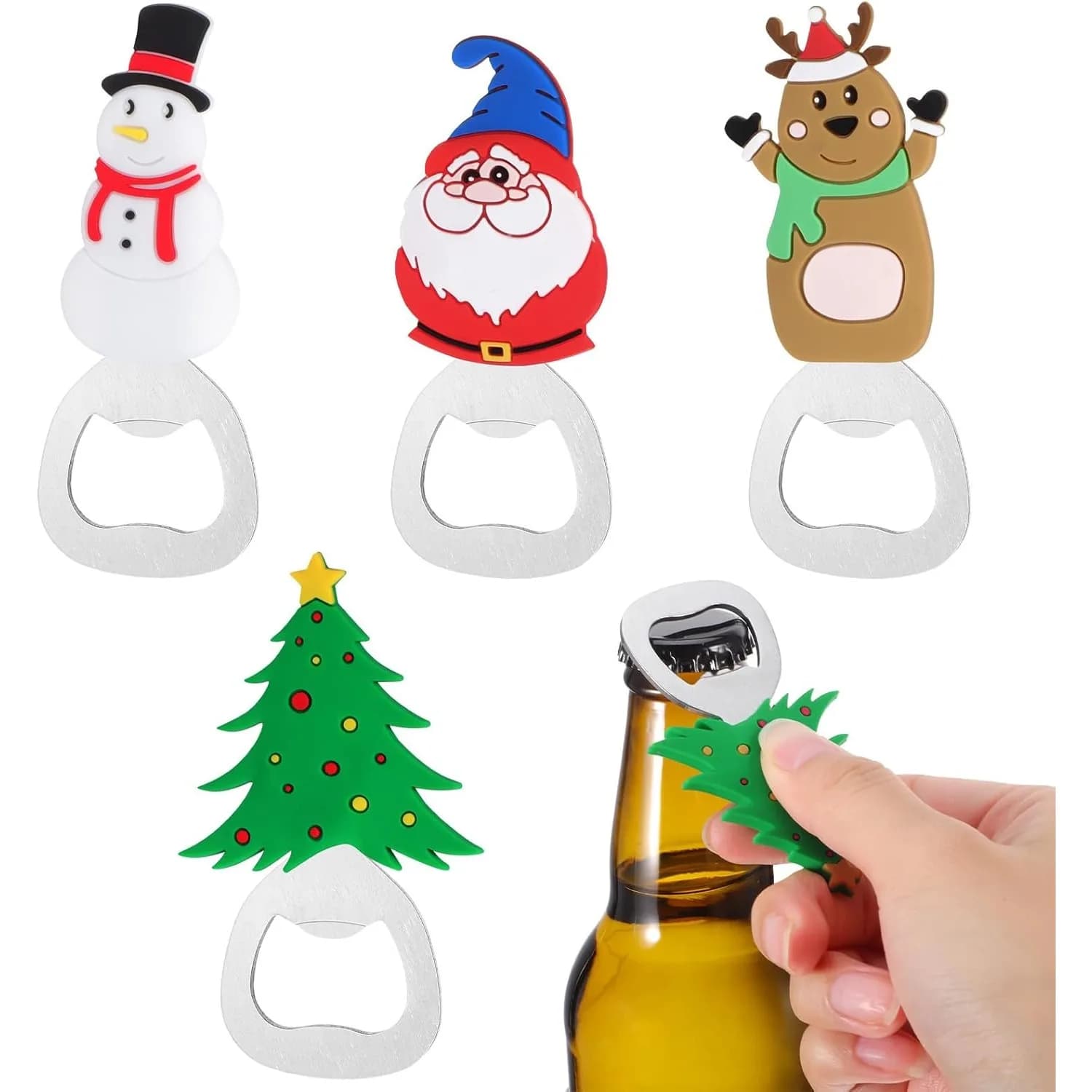 Holiday Magnetic Beer Bottle Opener Christmas Themed Home Bar Tool with Fridge Magnet for Party Can Opening