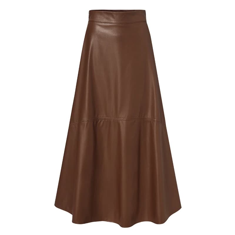 Women's Elegant OL Long Saias 2023 Fashion Solid Mujer Faldas ZANZEA PU Leather Maxi Skirts Casual High Waist Zipper Jupe Femme
