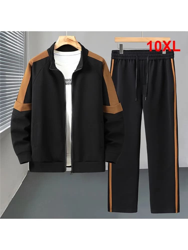 10XL Plus Size Tracksuit Men Spring Autumn Sets Jacket Sweatshirt Pants Fashion Casual Male Suits Jacket Big Size 10XL