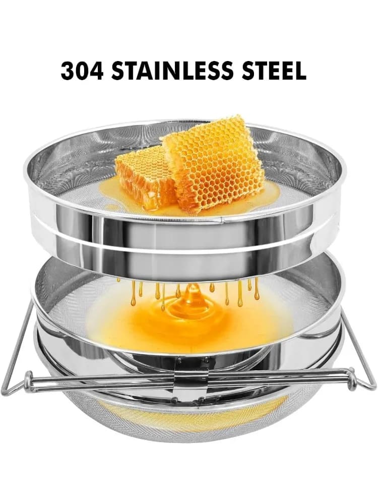 Stainless Steel Honey Strainer, Double Sieve Honey Filter, Honey Extractor Equipment for Bucket Honey,Beekeeping Equipm