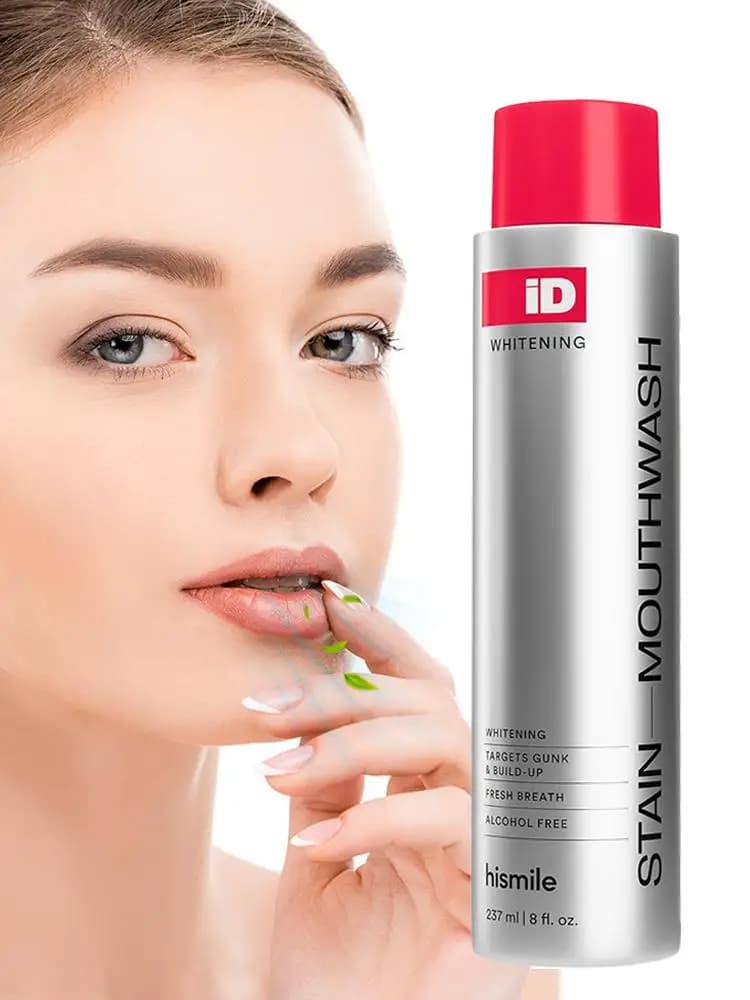 Hismile ID Stain Whitening Mouthwash Gentle Fresh Breath Remove Plaque Stains Enamel Safe No Sensitivity Home Oral Care
