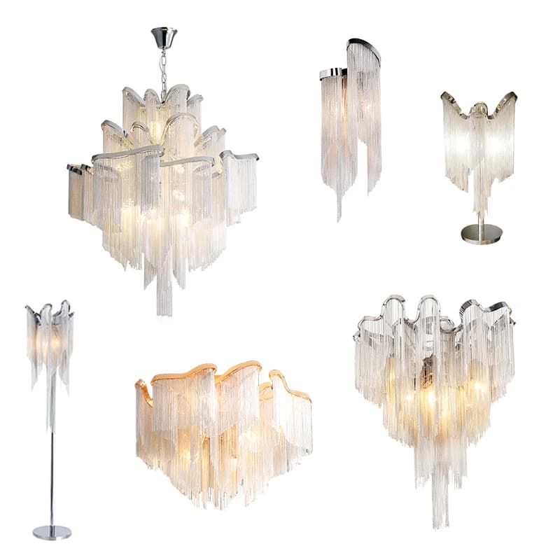 Aluminum Tassels LED Pendant Lights New Gold Lustres Chrome Hanging Lamps for Ceiling Modern Decoration Home Decor for Bedroom