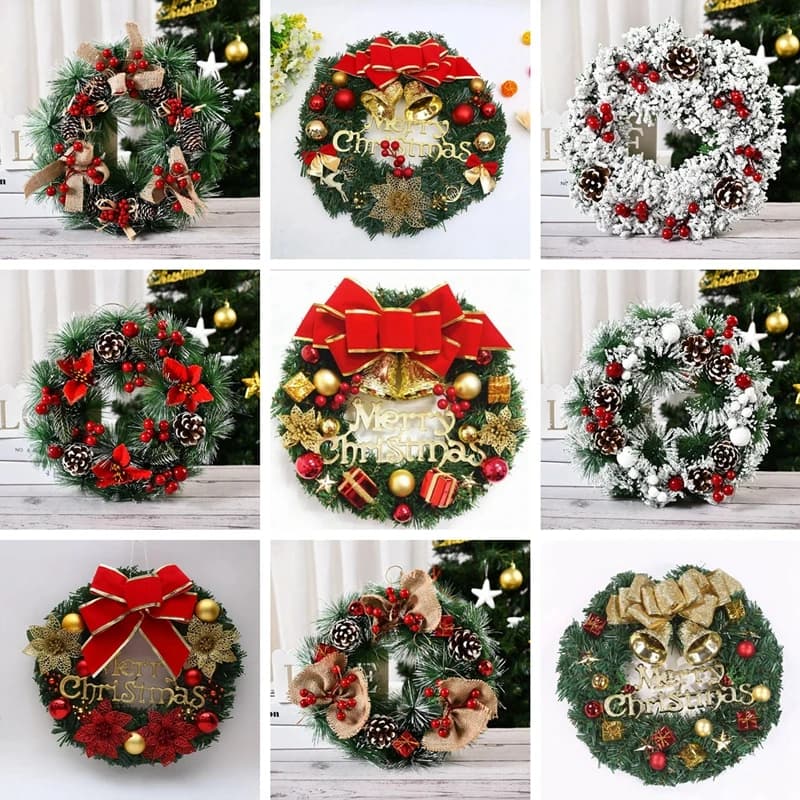 30CM Christmas Decoration Garland Front Door Window Decor Christmas Tree Wreath Ornament Navidad New Year 2026 Party Supplies