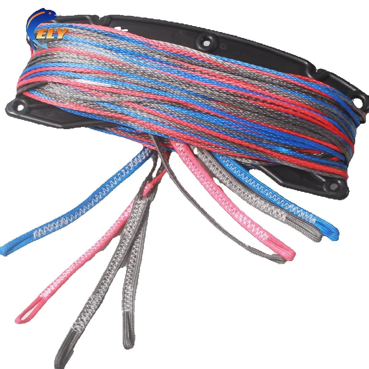 UHMWPE Fiber 4-Line Kitesurfing Line Set with End Loops, 25m (1 Red, 1 Blue, 2 Grey), 400kg Capacity Each