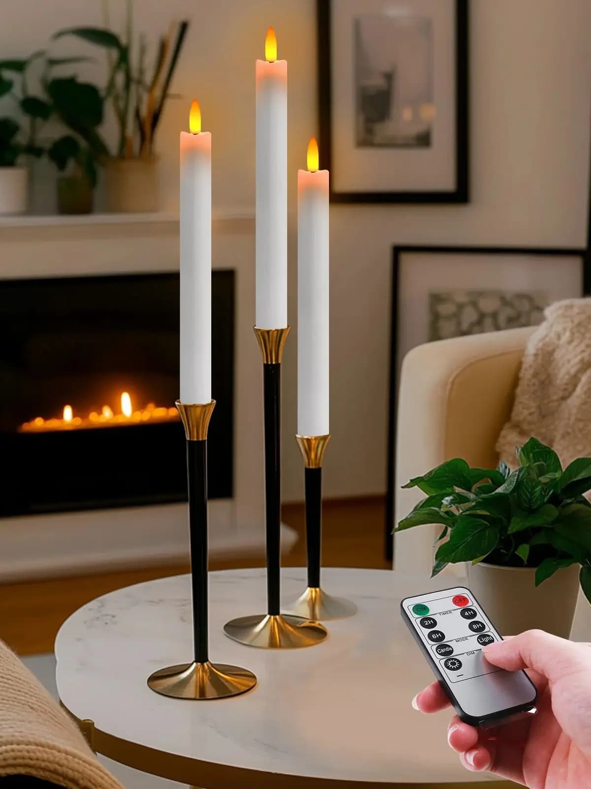 Flameless Taper Candles with Remote Timer LED Candlesticks Battery Operated Flickering Window Candle for Christmas Wedding Decor
