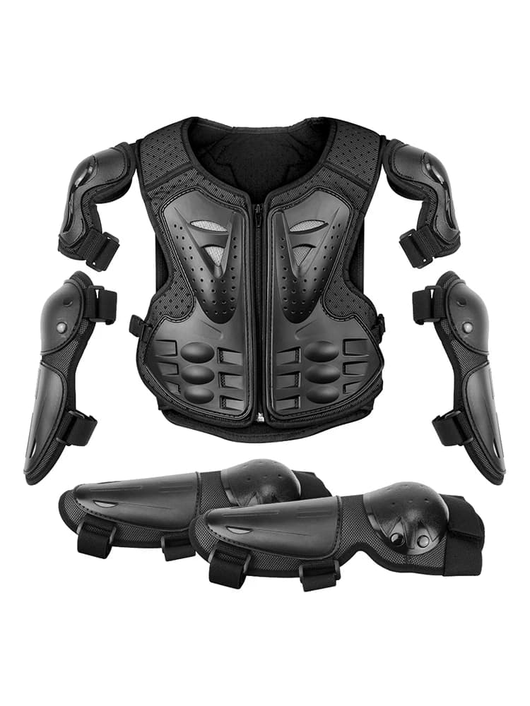 Kid's Motorcycle Armor Vest Knee+Elbow Motocross Chest Back Protection Children Moto Protective Equipment