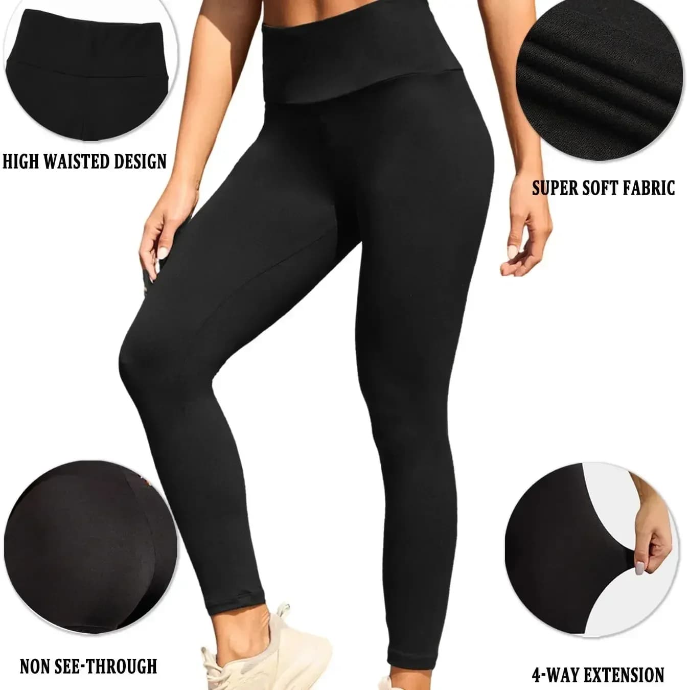 Women's Super Soft Leggings High Waisted Tummy Control No See Through Workout Yoga Running Athletic Push Up Gym Fitness Leggings