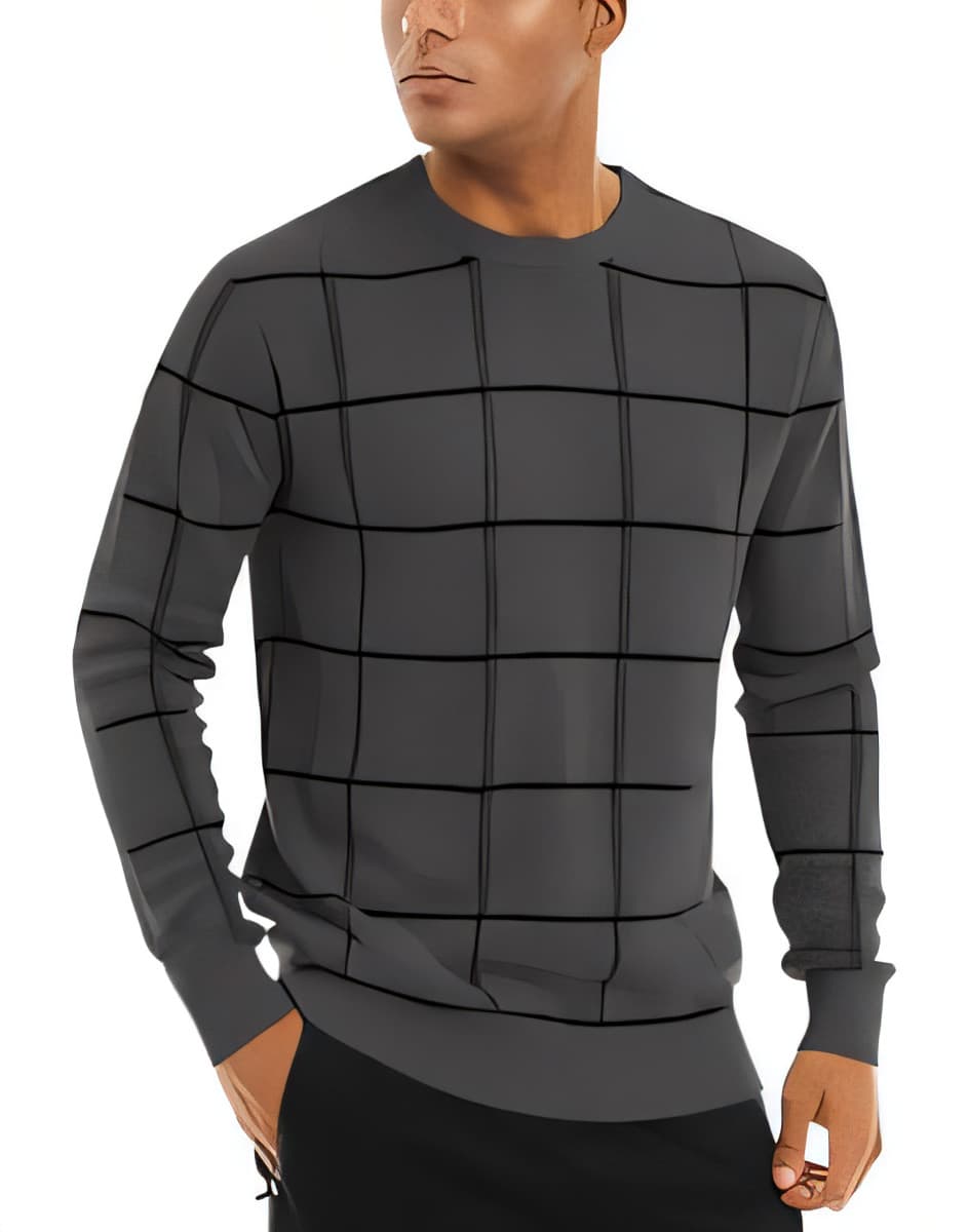 Men's Knitted Sweater - Dark Grey XL